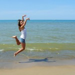 skip on beach